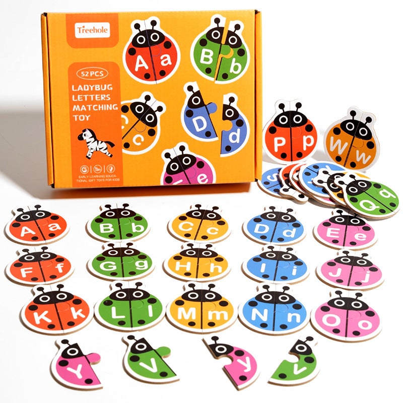 Ladybug Letter Case Matching Wooden Puzzle Children'S Puzzle Early Education 26 Letters Word Spelling Game - Image 5